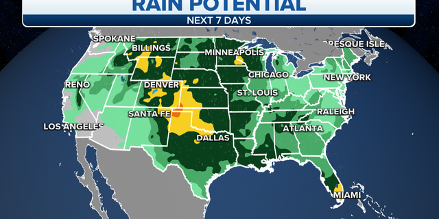 Regenpotenzial in den gesamten USA