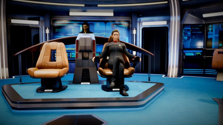 Der Kapitän der USS Resolute sitzt in Star Trek Resurgence auf einem Stuhl. 