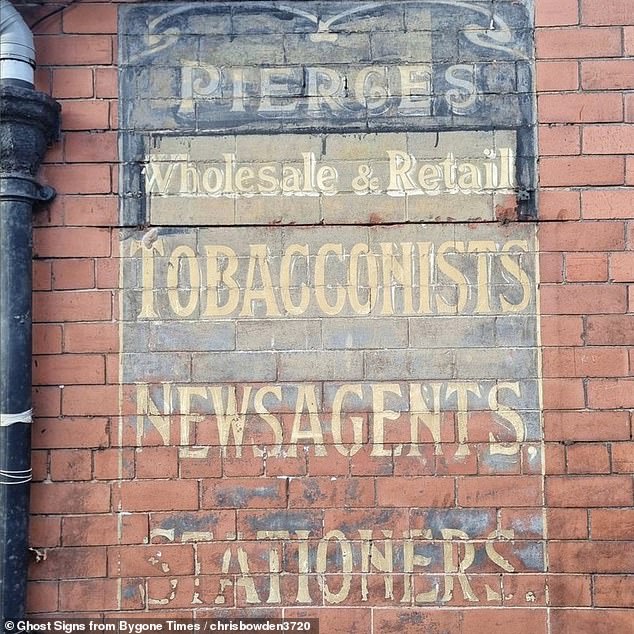 Lucy explains that some ghost signs were altered to fit the new business or to reflect the new owner of the same business, as shown in the ghost sign for 'Pierce’s' in Queensferry, Wales, which changed from a cobbler’s shop to a tobacconist when passed down from father to son