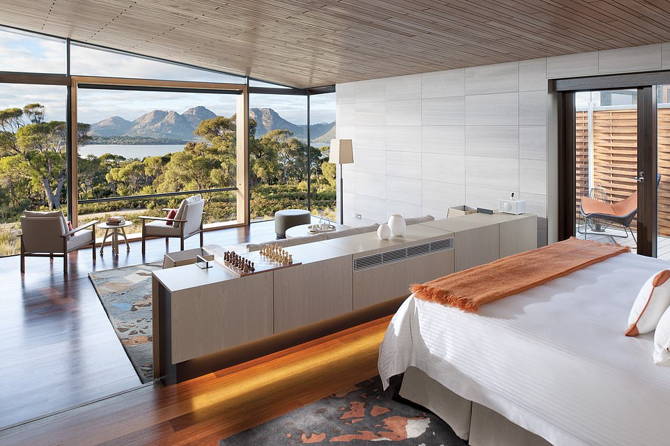 SAFFIRE FREYCINET LODGE, TASMANIA: Occupying a stunning spot on the eastern coast of Tasmania, this luxury lodge offers sweeping views of Great Oyster Bay and The Hazards mountains. Take your pick from 20 suites, which are designed to help you to 'find connection with the environment’, according to the lodge. Tripadvisor reviewer 'Lookforgrace' wrote: 'Honestly, there was barely a spot in the entire place that didn't have an amazing view.' Visit saffire-freycinet.com.au
