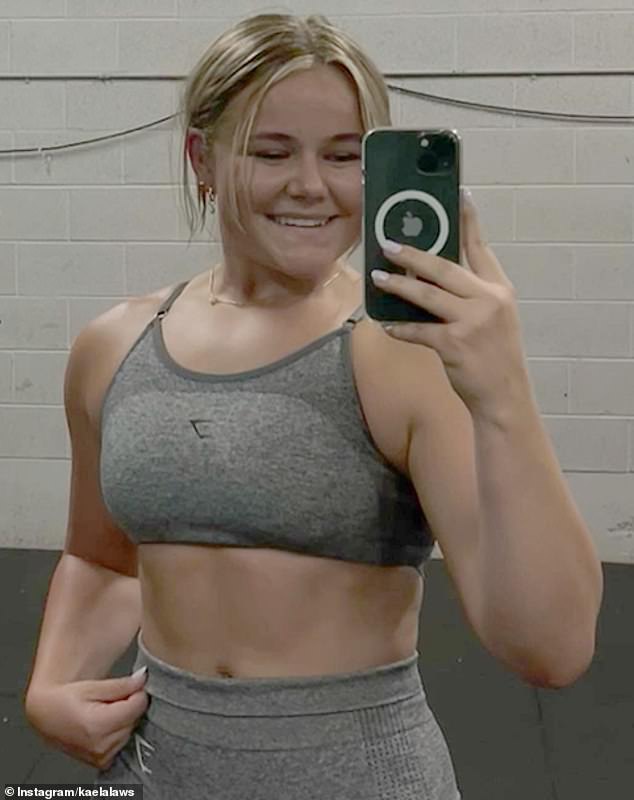 Mikaela Laws (im Bild), 21, hat zugegeben, ein virales Video eines angespannten Austauschs im Fitnessstudio gefälscht zu haben, um zu beweisen, dass nicht alles in den sozialen Medien echt ist