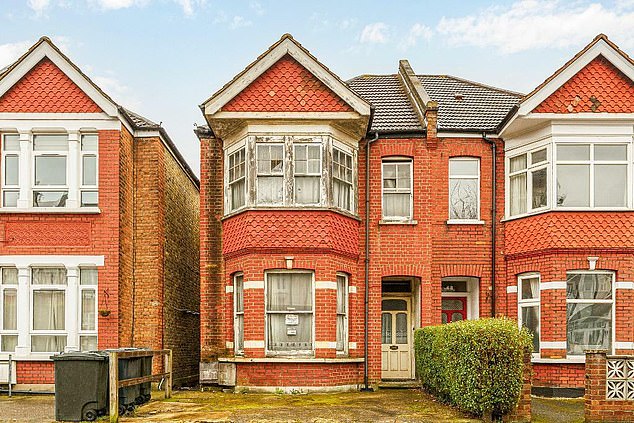 The doer-upper: This property on Cherington Road in Ealing, west London, was put on the market for £850,000 and needed 'a full refurbishment'