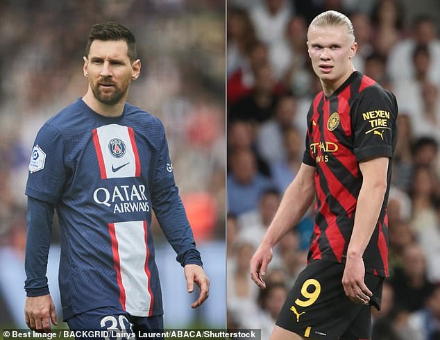 Da die Fußballturniere im Sommer heißer werden, könnten große und schlanke Fußballer wie Manchester City-Star Erling Haaland (rechts) besser abschneiden als kleine, stämmige wie Wayne Rooney oder Lionel Messi (links).