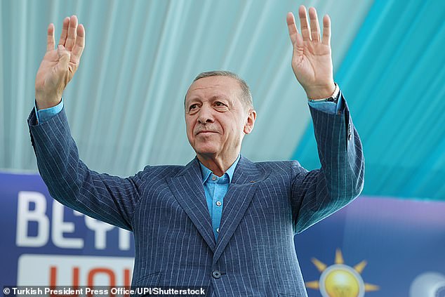 Der türkische Präsident Recep Tayyip Erdogan bei seiner letzten Wahlkampfkundgebung der zweiten Wahlrunde am 27. Mai 2023