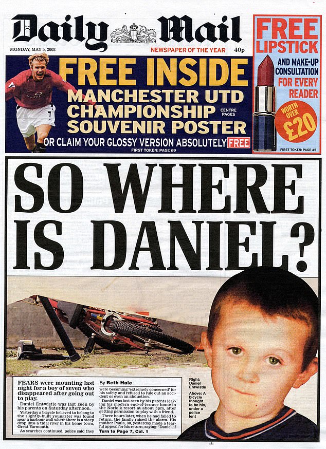 The search for Daniel quickly faded from headlines in 2003, even though police could not rule out fears that he had been abducted