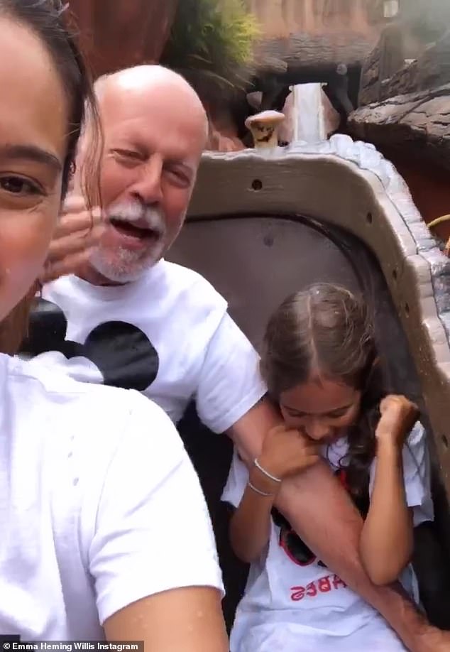 Fun day! The Die Hard star, who has been diagnosed with frontotemporal dementia following his retirement from acting, was not only joined by his wife to the amusement park, but also his children