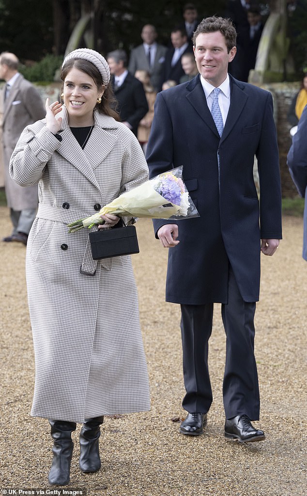 The happy couple pictured a month before they announced their pregnancy, at Sandringham Church