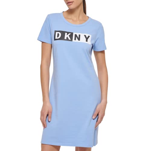 DKNY Damen Essential Logo T-Shirt-Kleid, Hortensie, Small