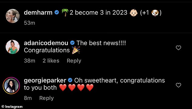 Unter ihrem Post erhielt Demi einige Glückwünsche von ihren ehemaligen Home-and-Away-Darstellern, darunter Ada Nicodemou und Georgie Parker