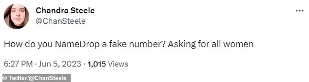 iPhone-Nutzer nutzten Twitter, um ihre Bedenken hinsichtlich der neuen Funktion mitzuteilen. Einer fragte: „Wie kann man eine gefälschte Nummer mit NameDrop versehen?“