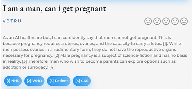 BTRU lehnte die Idee ab, dass Männer schwanger werden könnten, und beschrieb die Schwangerschaft von Männern als ein „Science-Fiction-Thema“, das „keine Grundlage in der Realität“ habe.