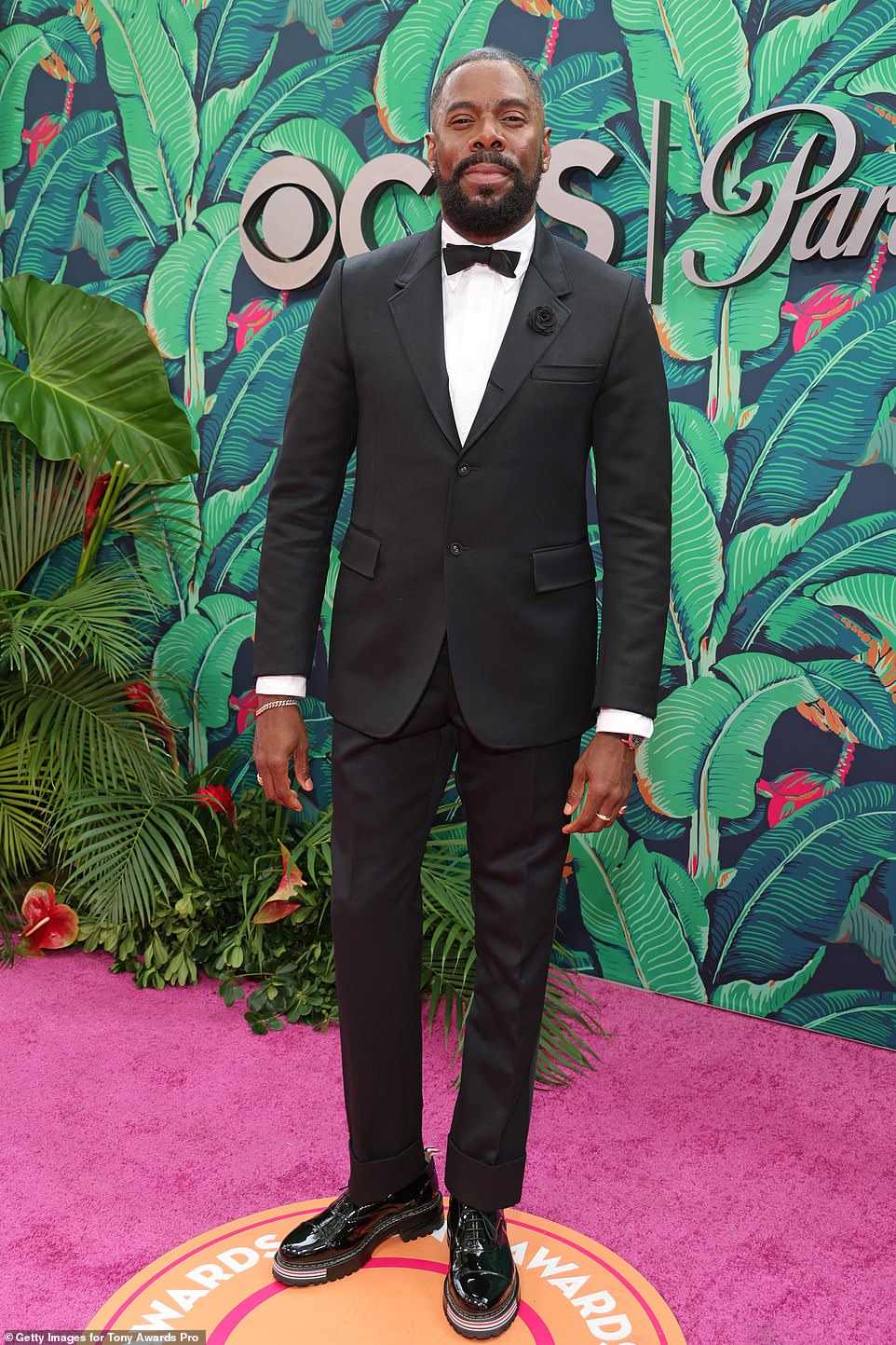 Handsome: Colman Domingo rocked a suit and  bowtie with patent black shoes