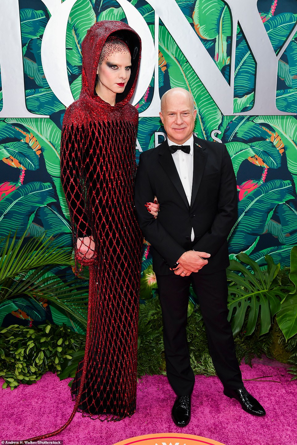Arrival: Jordan Roth, a  theater producer, posing on the red carpet with husband Richie Jackson