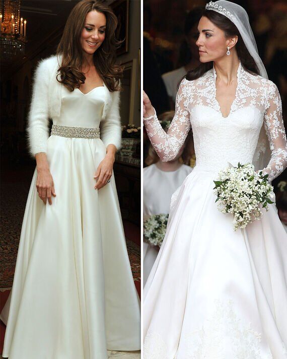 Kate im Hochzeitsabendkleid und im Zeremonienkleid