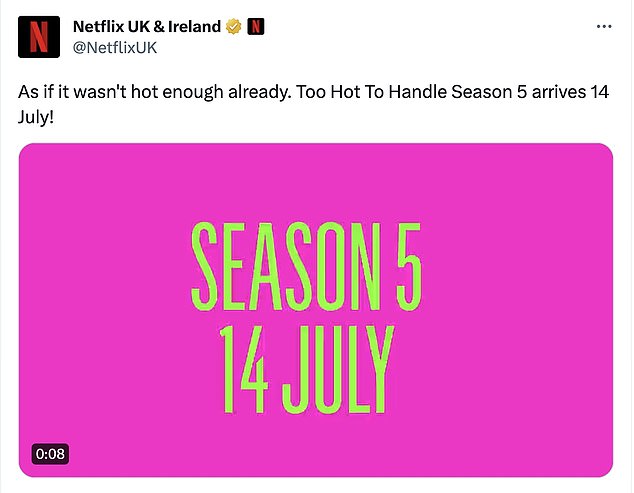 Der Countdown läuft!  Die offizielle Twitter-Seite von Netflix UK bestätigte die Nachricht und twitterte: „Als ob es nicht schon heiß genug wäre.“  „Too Hot To Handle“ Staffel 5 erscheint am 14. Juli!