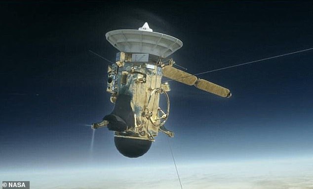 Cassini is depicted here in a NASA illustration. Cassini launched from Cape Canaveral, Florida in October 1997