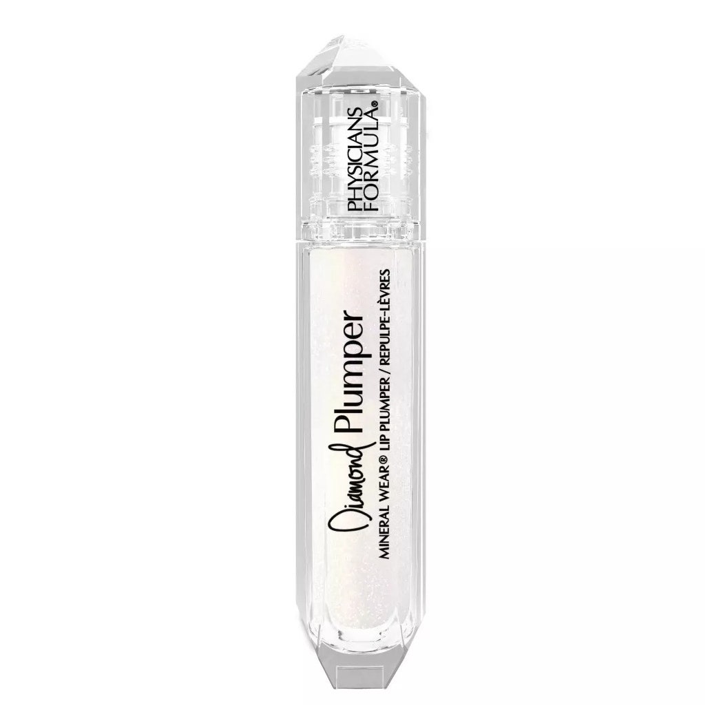Physicians Formula Diamond Lip Plumper Fläschchen mit klarem Lipgloss auf weißem Hintergrund