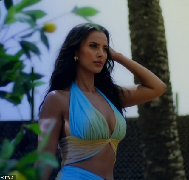Hot stuff: Maya Jama, 28, sizzles in a colourful cut-out mini dress as she returns to the Love Island villa this week to cause chaos amongst the singletons