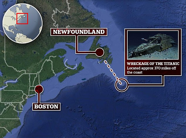 Die Bostoner Küstenwache sucht nun nach dem vermissten Schiff.  Das Wrack des legendären Schiffs liegt 12.500 Fuß unter Wasser, etwa 370 Meilen von Neufundland, Kanada, entfernt