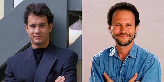 Ein geteiltes Bild von Tom Hanks und Billy Crystal.