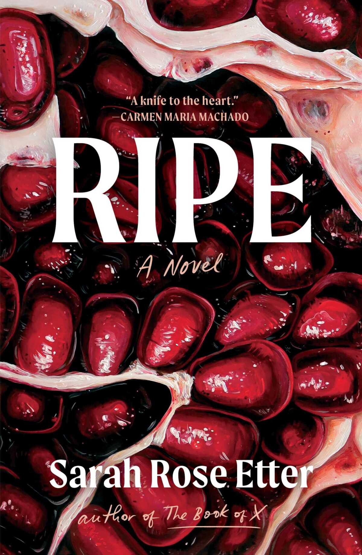 Das Buchcover von „Ripe“ von Sarah Rose Etter enthält Granatapfelkerne 