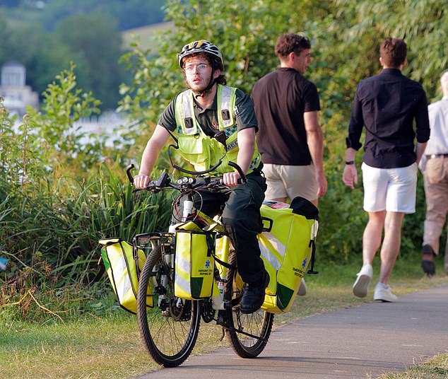 Emergency responders were seen touring the site on their bike, equipped with all the necessities