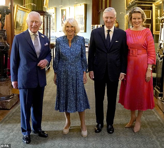 König Charles und Königin Camilla haben zu Ehren des besuchenden Königspaares von Belgien (im Bild zusammen) einen Empfang auf Schloss Windsor veranstaltet.