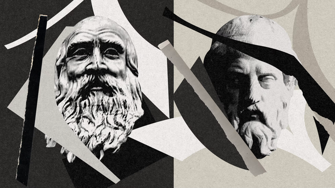 Bilder von Platon und Diogenes