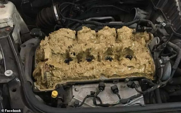 Der Motor des Mini war mit dickem Schaumschlamm bedeckt und der Fahrer musste rund 3.500 Pfund bezahlen, um das zerstörte Teil zu ersetzen