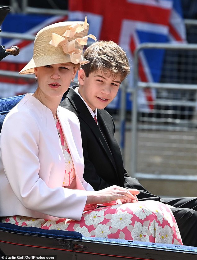 James and Lady Louise pictured during last year's Trooping The Colour. They were not part of the carriage procession this year, nor were they on the Buckingham Palace balcony