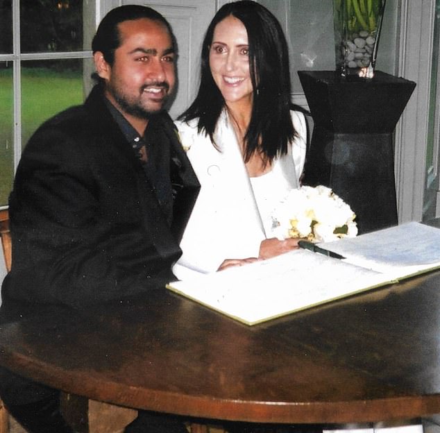 Liz and Nirpal on their wedding day. Describing it as an 'awful' day, Liz says she knew at the time it was the wrong decision