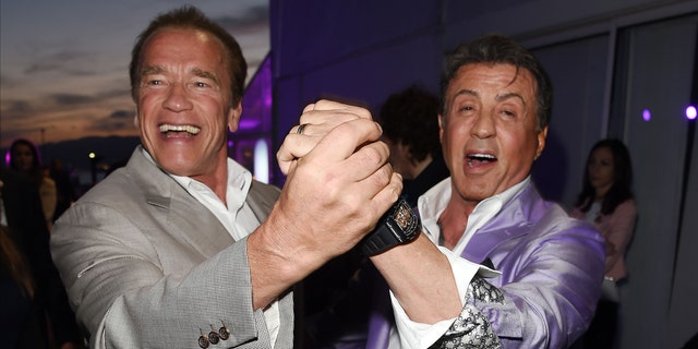 Arnold Schwarzenegger und Sylvester Stallone halten Händchen und tanzen in Cannes