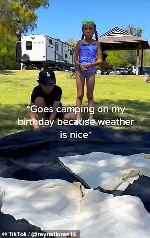 Reyna Flores aus Texas sagte, sie habe beschlossen, mit einer Gruppe von Freunden campen zu gehen, weil das Wetter schön sei