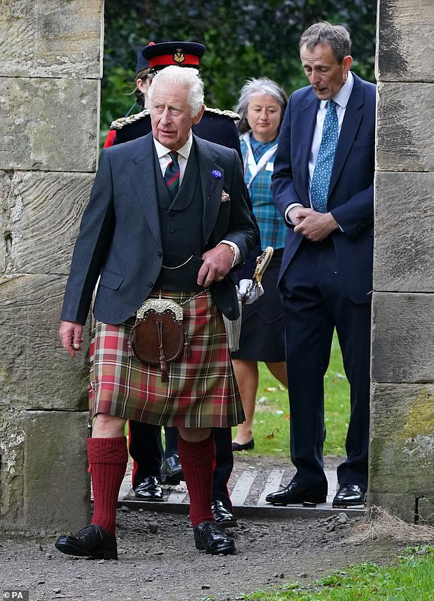 Later today, Charles (pictured left) will also attend the Palace of Holyroodhouse, where he will take part in his first ever Ceremony of the Keys as monarch
