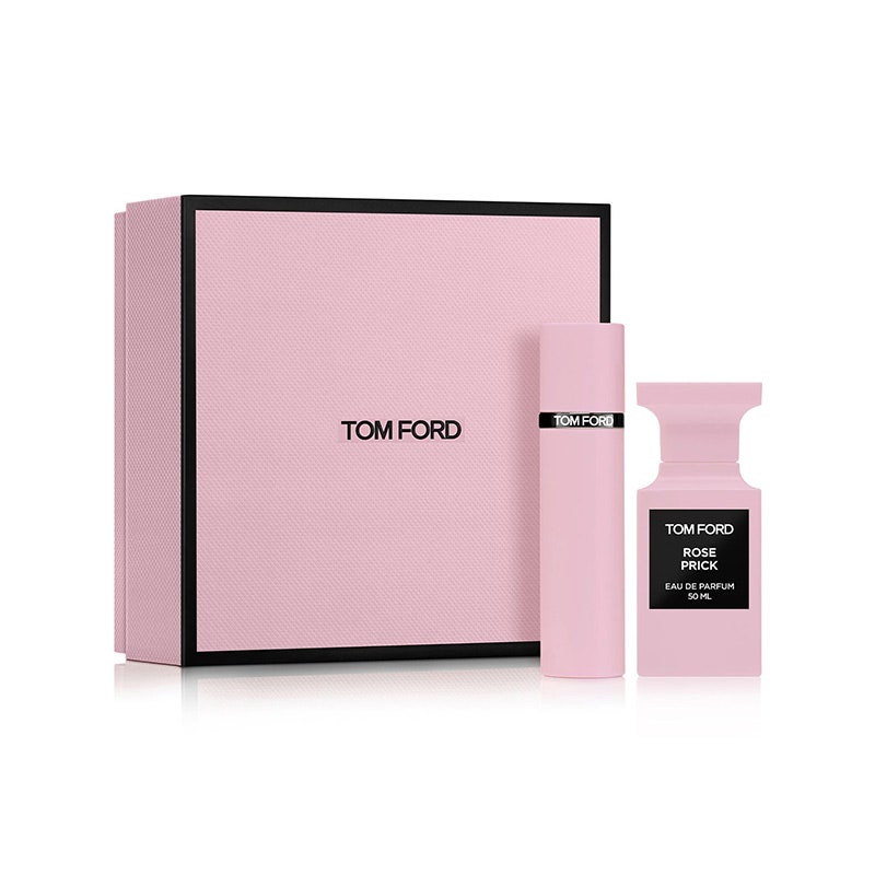 Das Tom Ford Rose Prick Eau de Parfum Set auf weißem Hintergrund