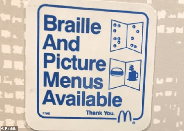 Ich liebe es nicht!  Der US-amerikanische Fast-Food-Riese McDonald's versuchte mit diesem Schild, auf dem Speisekarten in Blindenschrift beworben wurden, alle Mitmenschen einzubeziehen, scheiterte jedoch