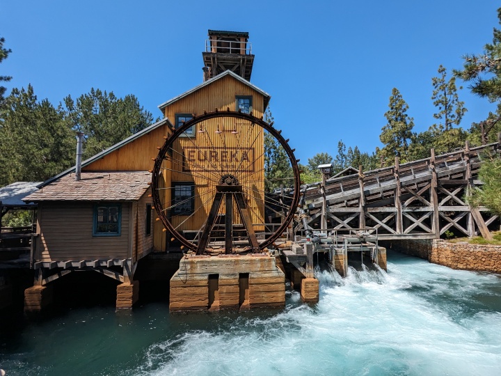 Eureka water wheel at Disney California Adventure taken with Google Pixel Fold ultrawide camera.