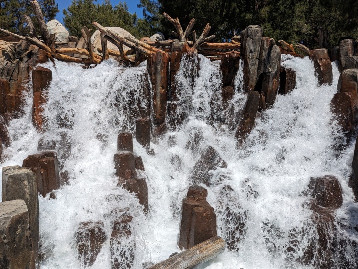 Grizzly River Run waterfall at Disney California Adventure taken with Google Pixel Fold telephoto lens.