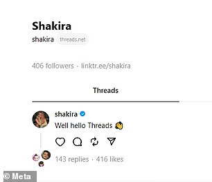 Shakira hat einfach gepostet: „Na hallo Threads“
