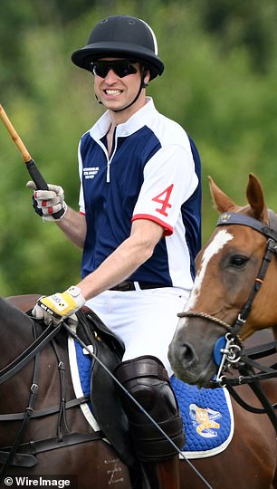 Prince William, who has regularly paid polo over the years, appeared delighted to be back in the saddle