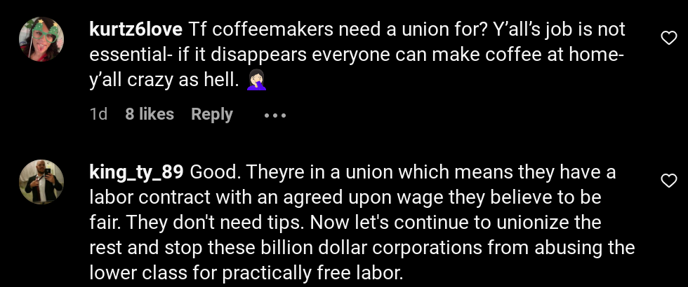 Starbucks-Arbeiter haben sich gewerkschaftlich organisiert