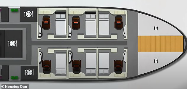 Der Suiten-Klassenbereich verfügt nur über sechs Sitzplätze und bietet den Passagieren viel Platz