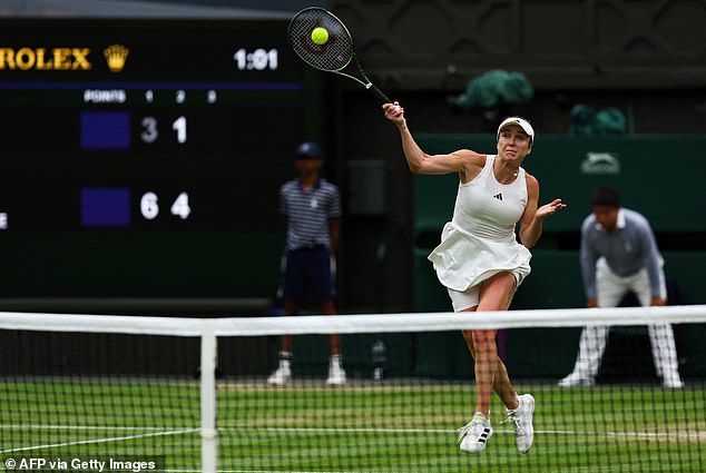 Elina Svitolina (pictured  in the semi-finals) has described as 'crazy' how she only gave birth to baby daughter Skai just last October only to return in barely nine months to the peak of athletic fitness