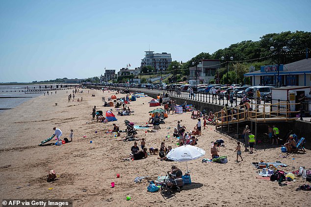 Recent British heat follows the record-breaking heatwaves of 2022. Pitcured, Cleethorpes, north east England on July 7, 2023