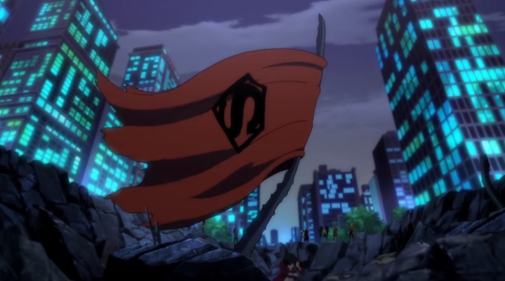 Supermans Umhang hing als Flagge hinein "Der Tod von Superman."