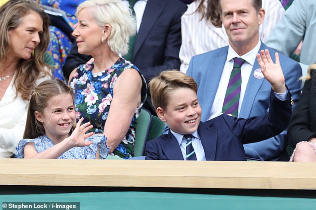 The young royal siblings smiled and waved at royal fans as they took their seats on the front row of the Royal Box