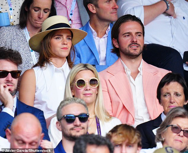 Wimbledon regular: After attending the Women's final on Saturday, Emma Watson returned on Sunday with her brother Alex
