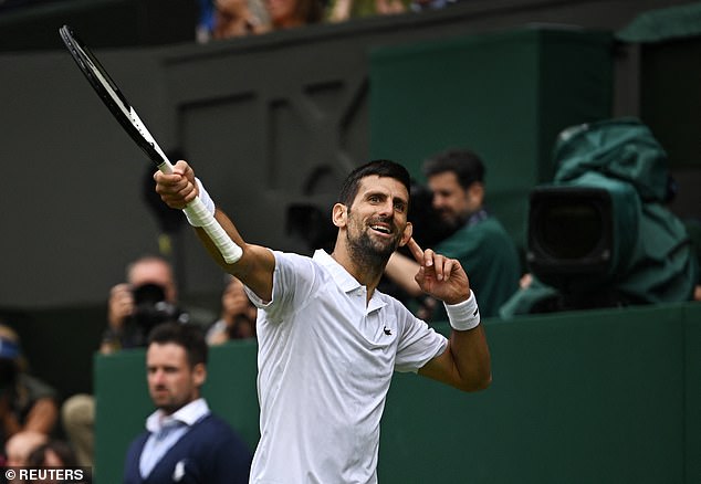 Djokovic plays up to the crowd as they get behind young Carlos Alcaraz at Wimbledon today