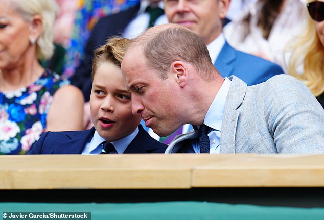 Prince George shared a conversation with his lookalike father Prince William as they watched the events on court