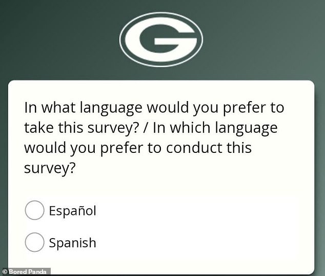 Diese Umfrage würde es den Nutzern nur ermöglichen, auf Spanisch oder Español fortzufahren, was natürlich nur Spanisch auf Spanisch ist